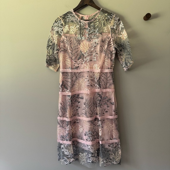 MISSLOOK CORAL REEF MIDI DRESS PINK AND GREY SIZE 6 NWT - Picture 1 of 10